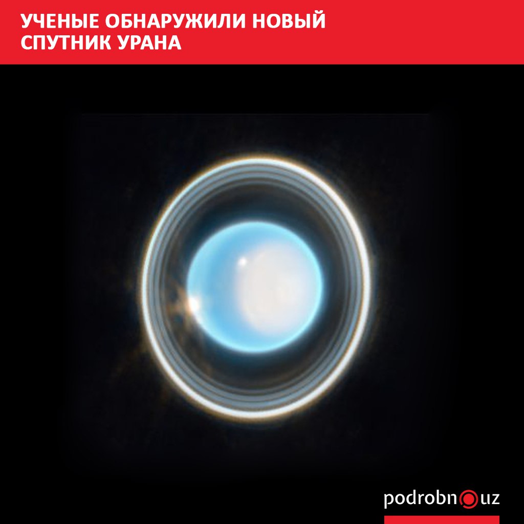 Астрономы при помощи космического телескопа NASA Джеймс Уэбб сделали сенсационное открытие выявили новый спутник Урана Теперь у ледяного гиганта насчитывается уже 29 известных спутников podrobno uz cat world uchenye obnaruzhili novyy sputnik urana Telegram Instagram Facebook Читать на узбекском