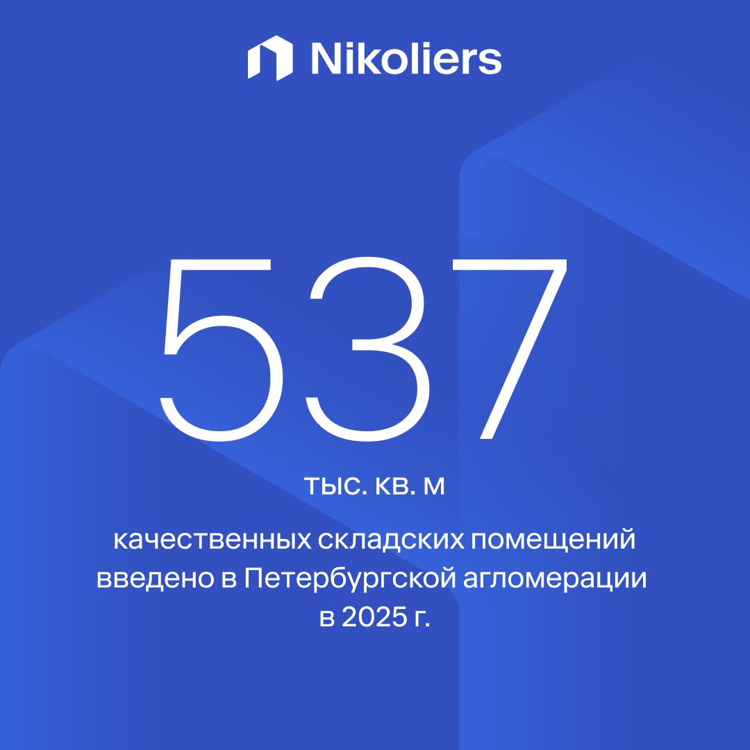 В Петербургской агломерации достигнут третий рекордный показатель ввода по складам По итогам 2025 г эксперты Nikoliers отмечают что в Петербурге и Ленобласти введено 537 тыс кв м качественных складских помещений Это третий крупнейший показатель объёма ввода с 2014 г Отметим что 71 382 тыс кв м от этого объема заняли BTS объекты и проекты собственного строительства В 2026 г ожидается ввод 718 тыс кв м новых площадей среди заявленных объектов РЦ РВБ в индустриальном парке М 10 154 тыс кв м СК под Ozon в Янино 2 117 тыс кв м и новый корпус в СК 100К Бугры 69 тыс кв м Объем спроса в 2025 г снизился до 365 тыс кв м за счет того что часть игроков рынка заняли выжидательную позицию в поиске новых площадей а крупнейшие игроки сегмента онлайн ритейла уже закрыли большую часть своих потребностей в логистических площадях Средневзвешенная ставка аренды на готовые помещения снизилась на 6 В настоящий момент стоимость аренды составляет в классе А 9 760 руб кв м год в классе B 8 550 руб кв м год Более подробно про итоги изменение структуры спроса и прогнозы по Light Industrial читайте в нашем пресс релизе на сайте