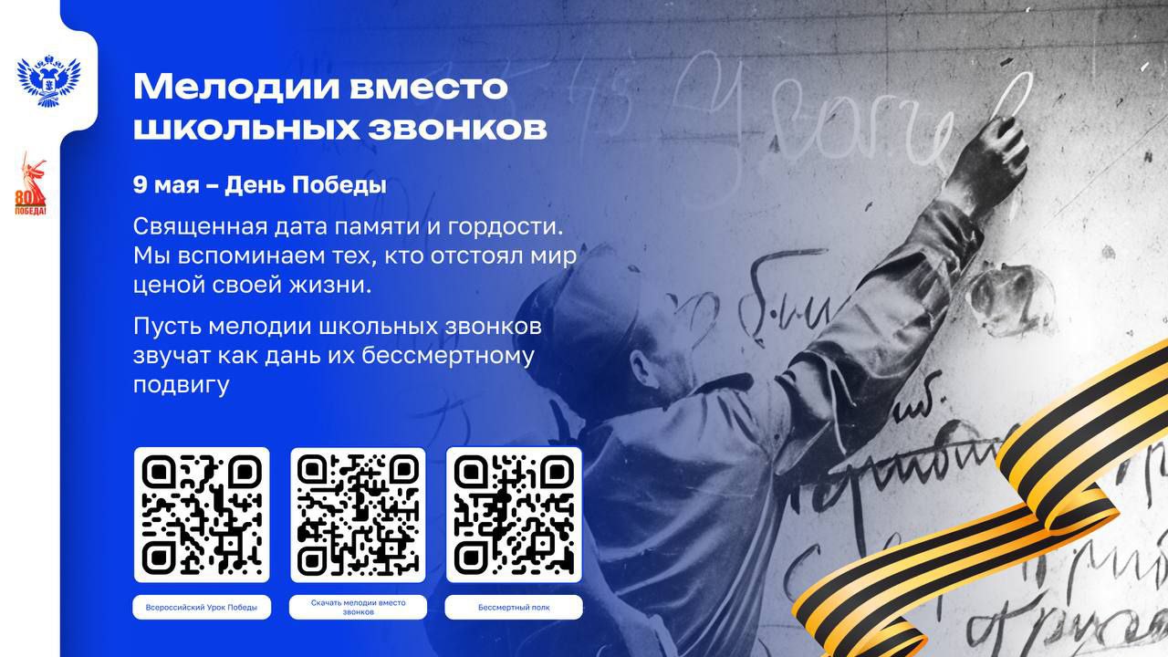 В школах Челябинска вместо звонков прозвучат военно-патриотические песни Ученики услушат фрагменты популярных песен: "Казаки в Берлине", "Катюша", "Смуглянка" и другие. Акция приурочена к 80-летию Победы в Великой Отечественной войне. Фото: Министерство образования Челябинской области Вести Южный Урал Челябинск