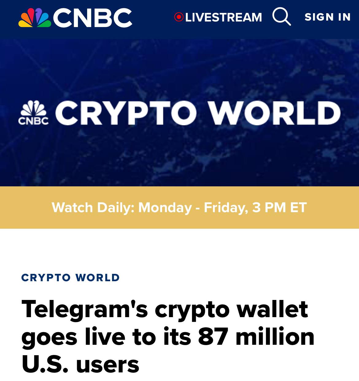 Telegram Wallet теперь доступен для 87,000,000 пользователей в США