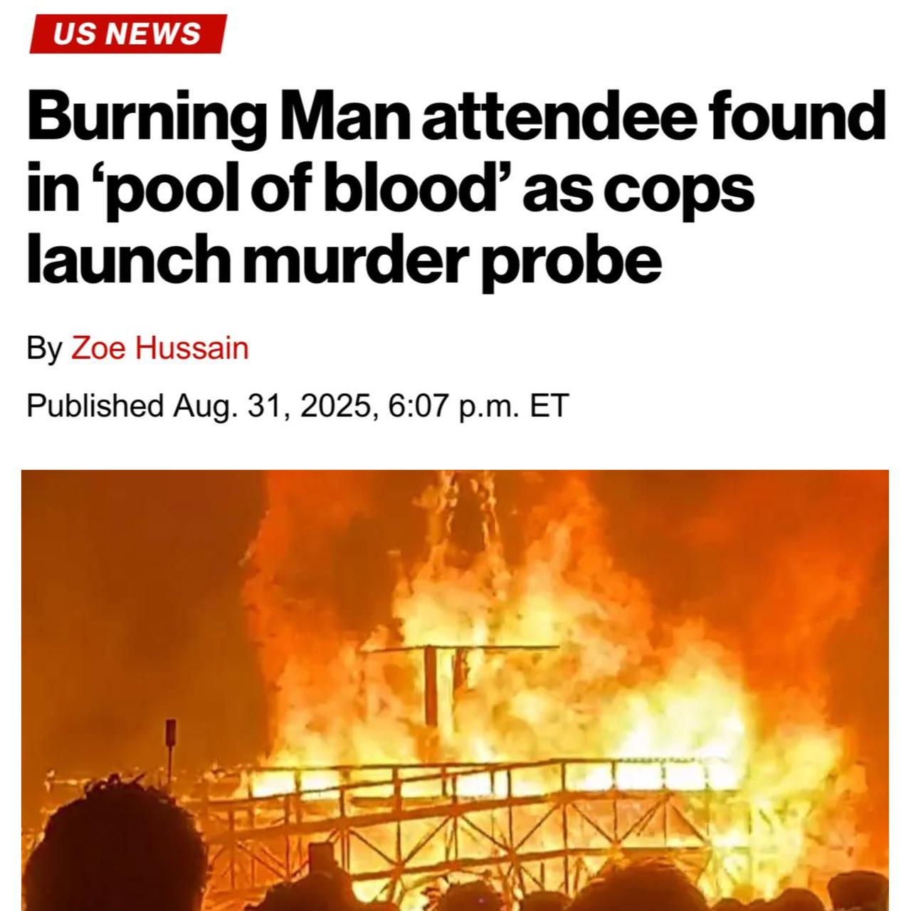 Загадочное УБИЙСТВО произошло на фестивале Burning Man прямо во время сожжения главной фигуры обнаружили тело мужчины в луже крови Территорию вокруг фестиваля сразу же оцепили но даже при сотрудничестве участников события личность убитого установить не удалось Сейчас все 70 тысяч участников едут по домам а обстоятельства убийства все еще не раскрыты Разгадку уже ищет Шерлок Холмс trendach
