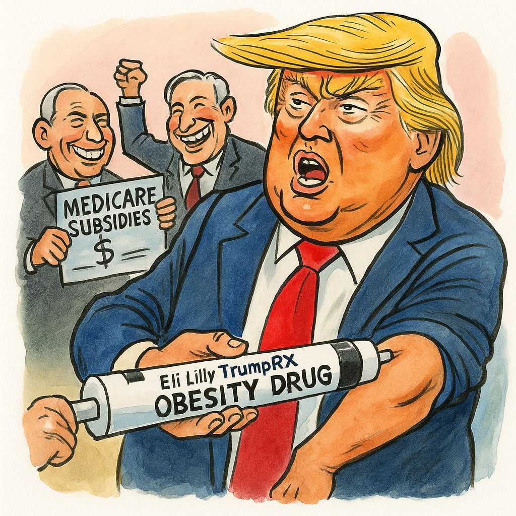 Какую сделку американские фармкомпании заключили с администрацией Трампа Гиганты отрасли Eli Lilly и Novo Nordisk должны будут снизить цены на свои препараты для похудения в обмен на субсидии из госбюджета по линии программы Medicare а также продавать часть своих лекарств через агрегатор TrumpRx запущенный по инициативе Белого дома якобы с целью экономии средств которая по оценкам экспертов если и есть то минимальная Ранее аналогичное соглашение с властями США заключили Pfizer и AstraZeneca известные своими вакцинами от COVID 19 причём фармгигант запятнанный коррупционными связями с Урсулой фон дер Ляйен получил больше всего субсидий в обмен на обязательство снизить цены на все свои лекарства Которое он конечно же не выполнит ЗДРАВООХРАНЕНИЕ Колючий Телеграм Колючий Дзен