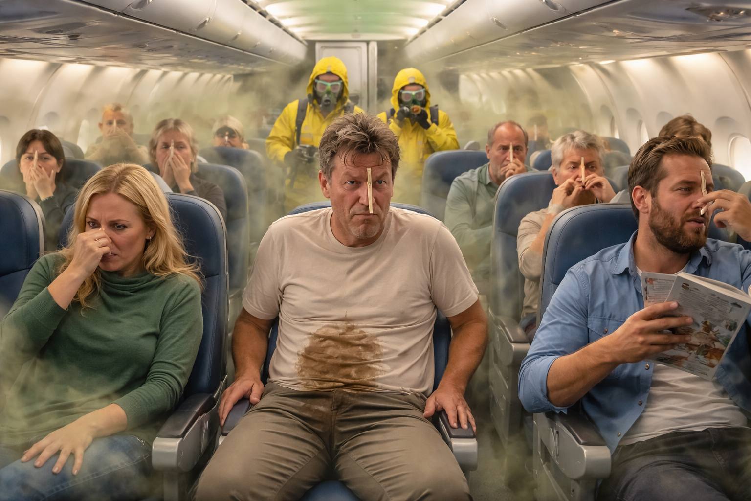 Мужчина сходил в штаны на рейсе Сочи Петербург По словам пассажиров вонючий случай произошёл ещё до взлёта Самолёт всё равно отправили в путь и салон на четыре часа оказался заперт с сильным запахом Люди просили отменить рейс но безуспешно Теперь один из пассажиров собирает остальных чтобы через суд требовать компенсацию от авиакомпании TodaySPb   Новости GradSPb   Места СПб