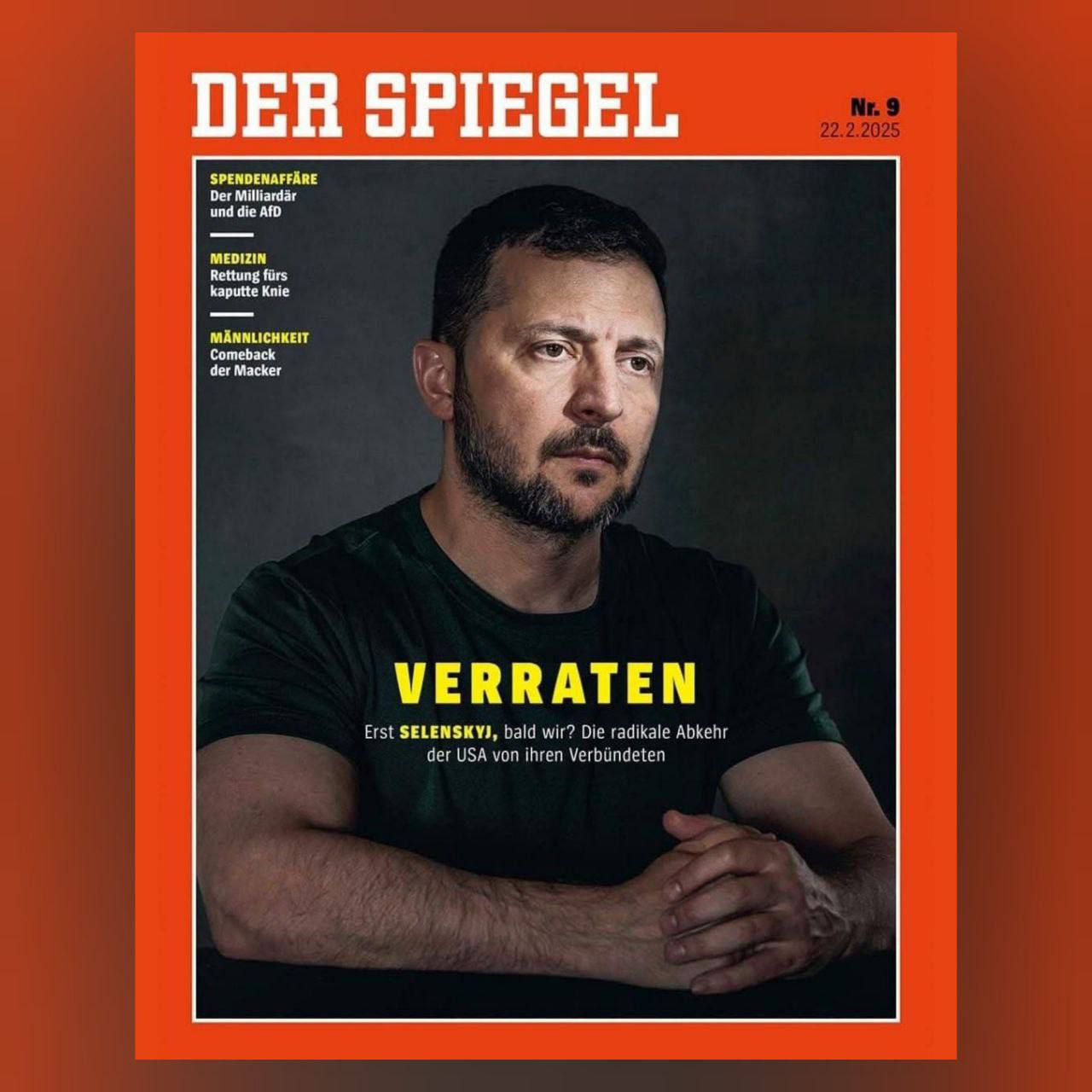 «Предан», — гласит новая обложка Der Spiegel с фото Зеленского.   Издание переживает, что после него США отвернутся и от Европы:  «Сначала Зеленский, скоро мы? Радикальный отход США от их союзников».