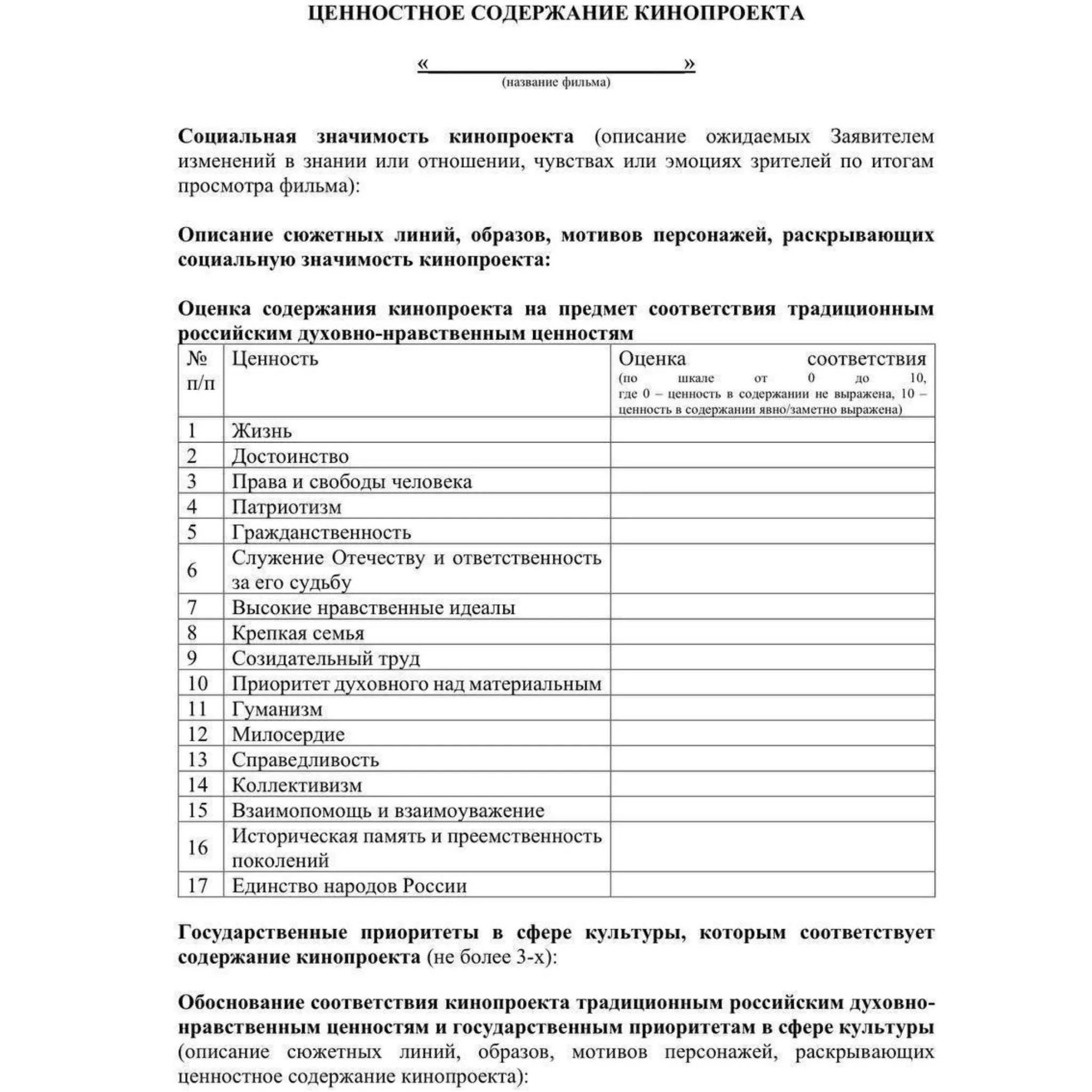 Патриотизм и крепкая семья теперь должны быть в каждом фильме который снимают в России на бюджетные средства Фонд кино опубликовал методичку с перечнем из 17 духовно нравственных ценностей В него вошли патриотизм коллективизм крепкая семья единство народов России служение Отечеству и другие ориентиры Подписаться Написать нам Max