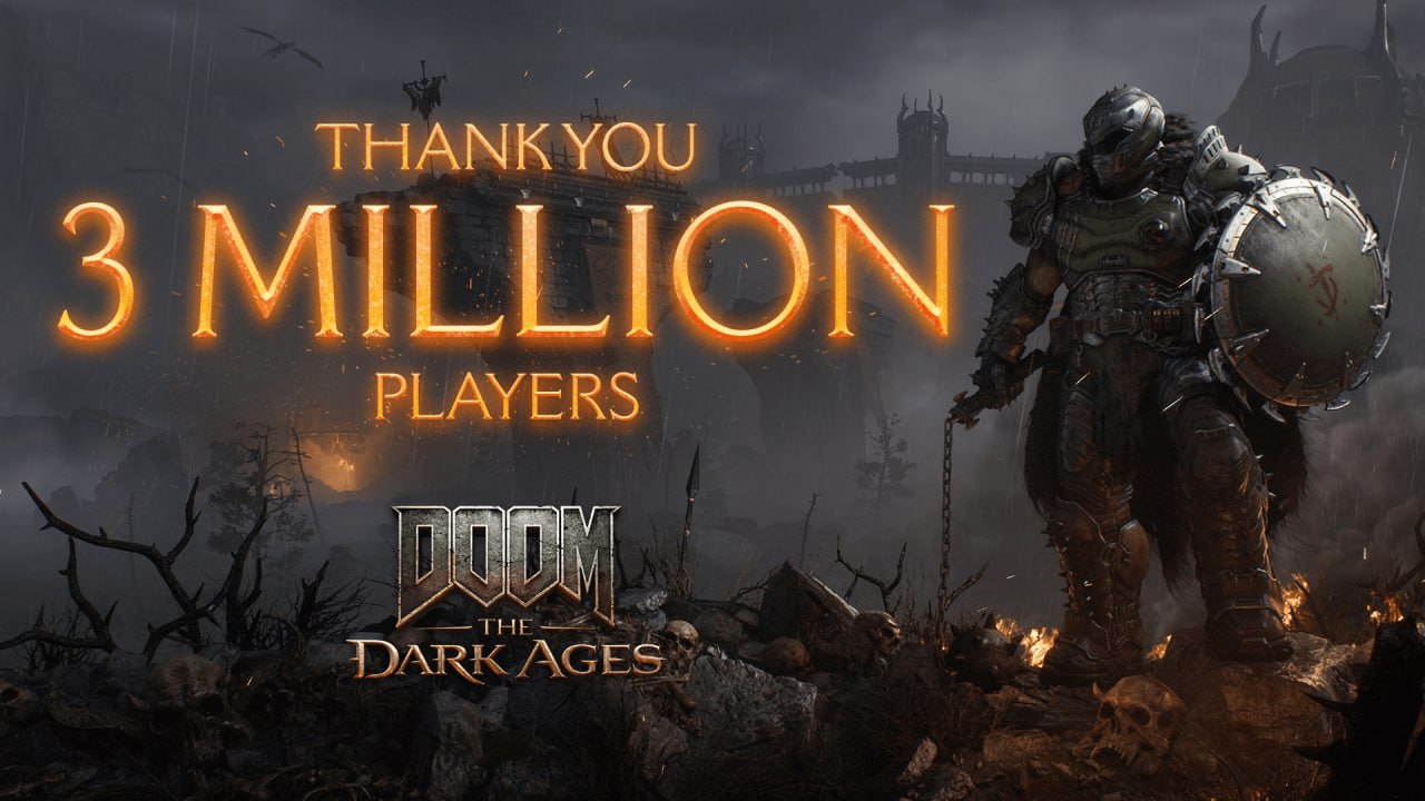Аудитория DOOM: The Dark Ages достигла трёх миллионов человек, о чём сообщили в Bethesda. Шутер добился такого результата в семь раз быстрее, чем вышедшая в 2020 году Eternal.