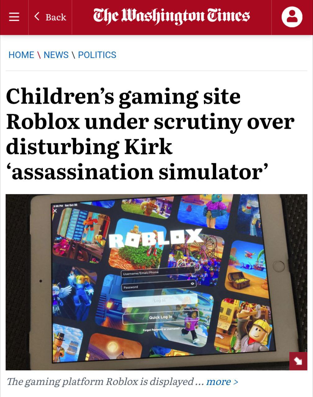 Власти США проводят проверку детской онлайн игры Roblox где появился симулятор убийства Чарли Кирка Компания оперативно удалила жуткую игру и более 100 других пользовательских экспириенсов связанных со смертью активиста которые по словам представителей Roblox нарушали правила платформы Тем не менее инцидент вызвал шквал критики в адрес игры которой ежемесячно пользуются 380 млн человек во всем мире 40 из которых дети младше 13 лет БайБайден Подписаться