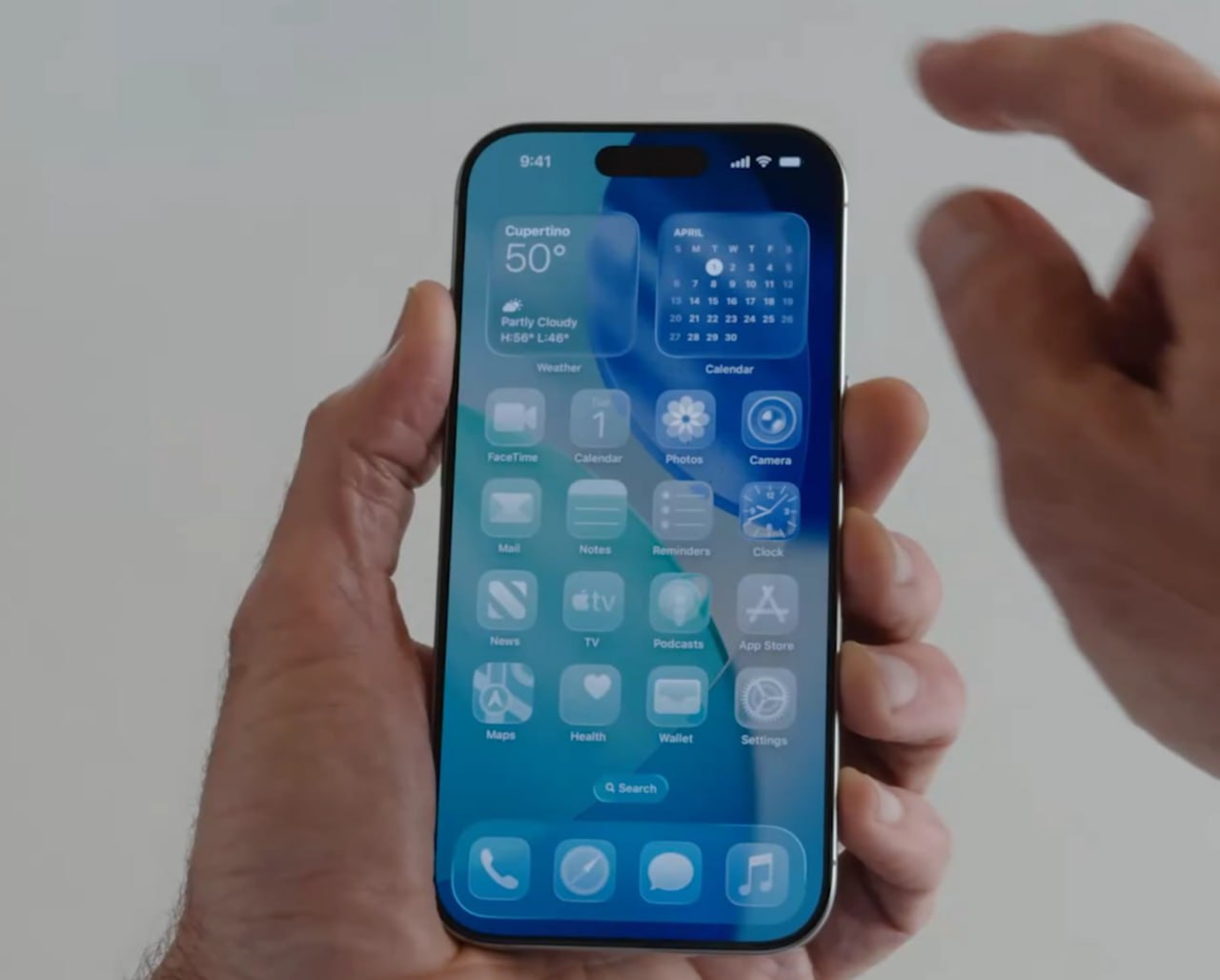 Apple презентовали новую iOS 26. Оформление назвали «жидким стеклом», это первый редизайн за 10 лет. У уведомлений будет «стеклянный» стиль: теперь они не загораживают изображение на экране.
