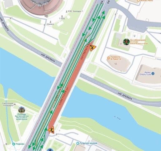 На Зареченском мосту из за ремонта деформационных швов ограничат движение транспорта Ограничения введут в ночь на 15 ноября и до окончания ремонта На первом этапе перекроют крайнюю правую и среднюю полосы движения в направлении ул Октябрьской На втором этапе проведения работ будут перекрыты крайние левые полосы в обоих направлениях На третьем этапе ограничение коснется крайней правой и средней полос движения в направлении ул Советской Движение при этом будет осуществляться по двум полосам в каждом направлении Завершить работы планируют до 20 декабря Подписаться на канал Написать нам