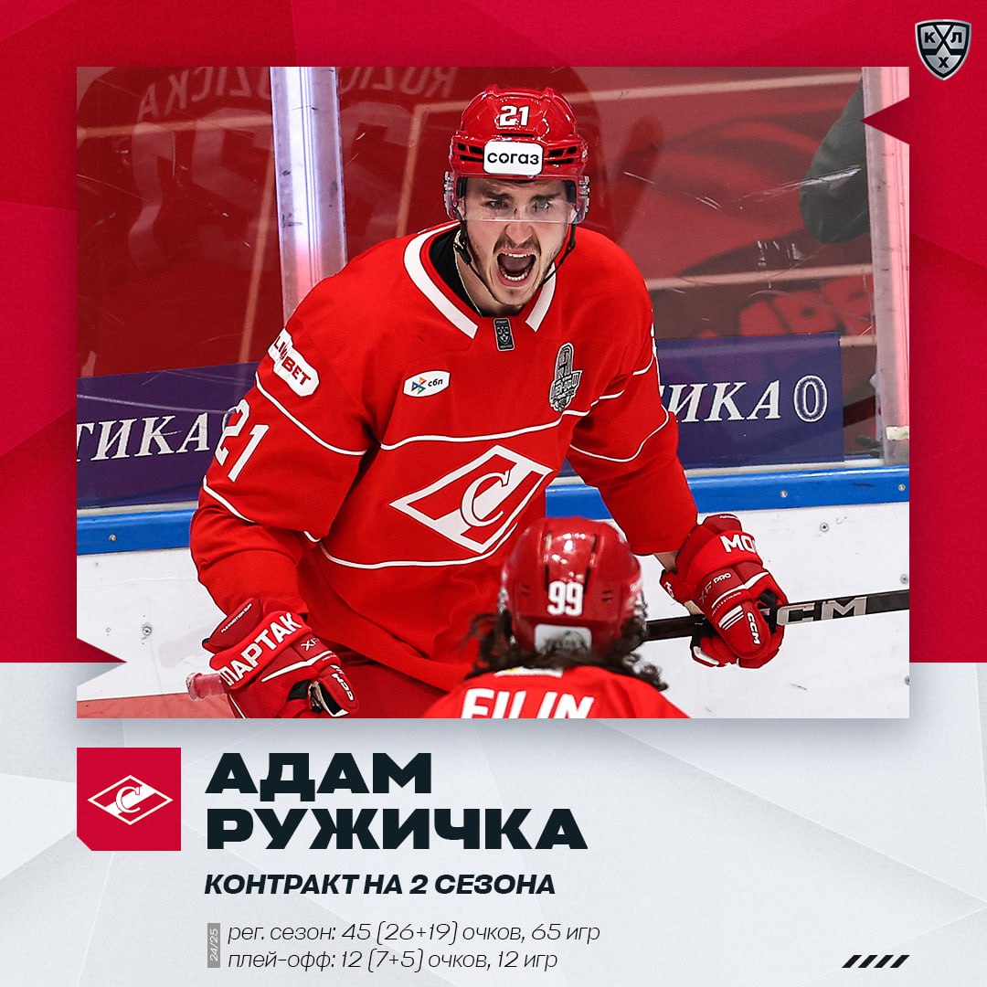 Спартак продлил контракт со своим лучшим снайпером Адамом Ружичкой