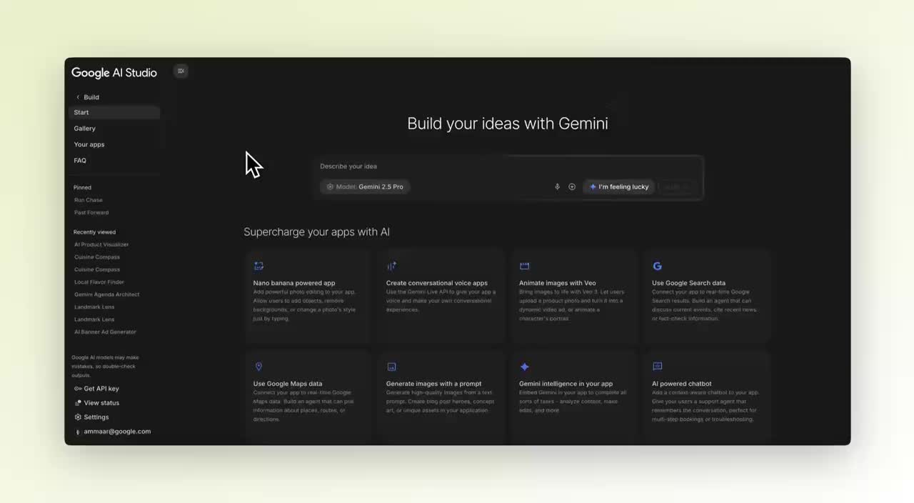 Google AI Studio запускает бесплатную галерею готовых сайтов и приложений с интеграцией ИИ