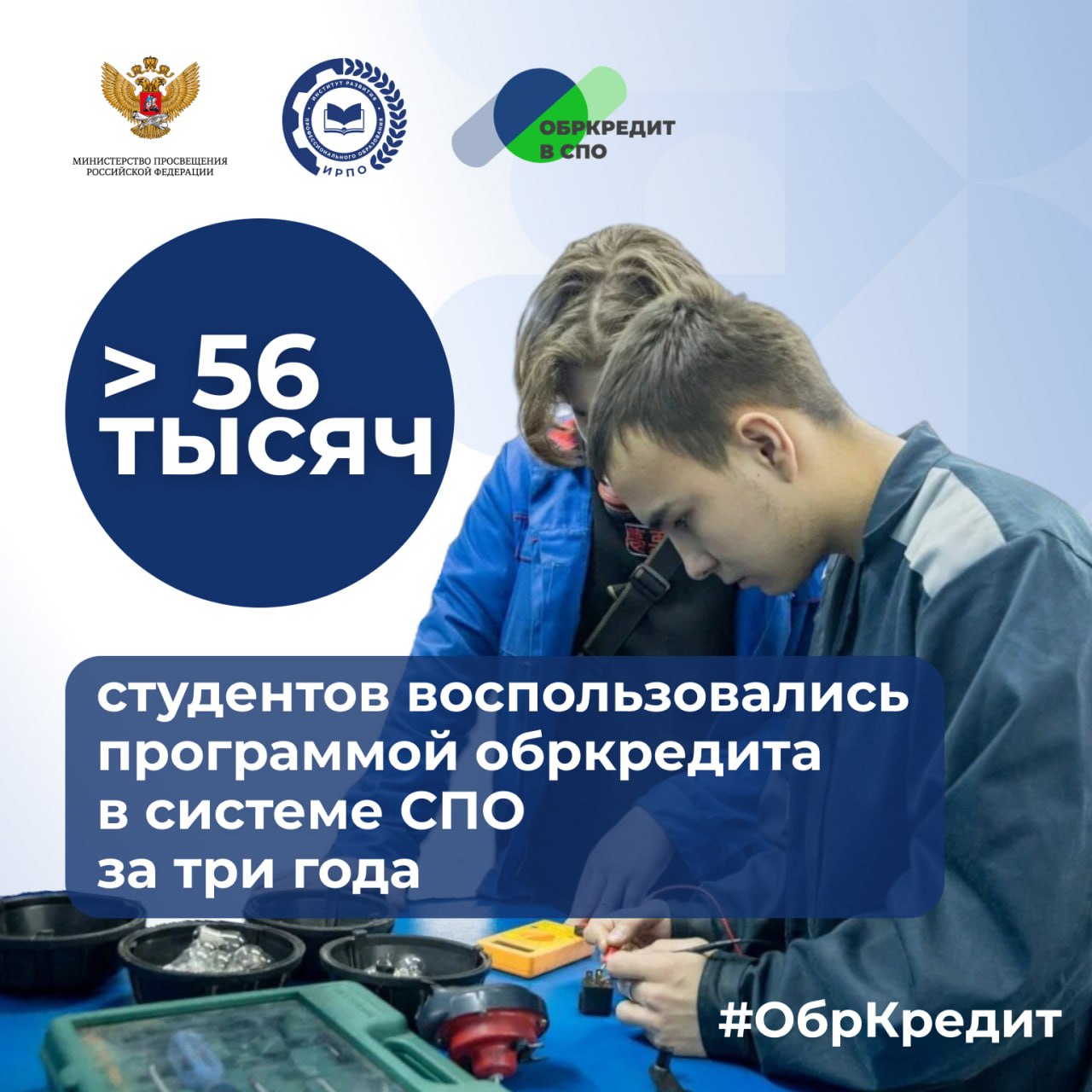 Каждый год на 60 участников больше Такие данные получили наши коллеги из Казанского филиала ИРПО оператора проекта образовательного кредита с господдержкой в СПО За 3 года возможностями программы воспользовалось более 56 тысяч студентов колледжей и техникумов Промежуточные итоги за 2025 год прокомментировал директор Казанского филиала ИРПО Александр Колесников Количество участников программы увеличилось с 350 в конце 2022 года до более чем 56 000 человек в середине 2025 года что свидетельствует о высокой востребованности инструмента Проект приобрел общероссийский масштаб в нем участвуют около 2 000 образовательных организаций из 83 регионов Российской Федерации Это указывает на достижение одной из ключевых целей программы обеспечения доступности среднего профессионального образования независимо от географического расположения и социально экономического статуса абитуриентов   Главные новости системы СПО в Telegram в MAX ОбрКредит в СПО ИРПО Казань 85ЛетСПО