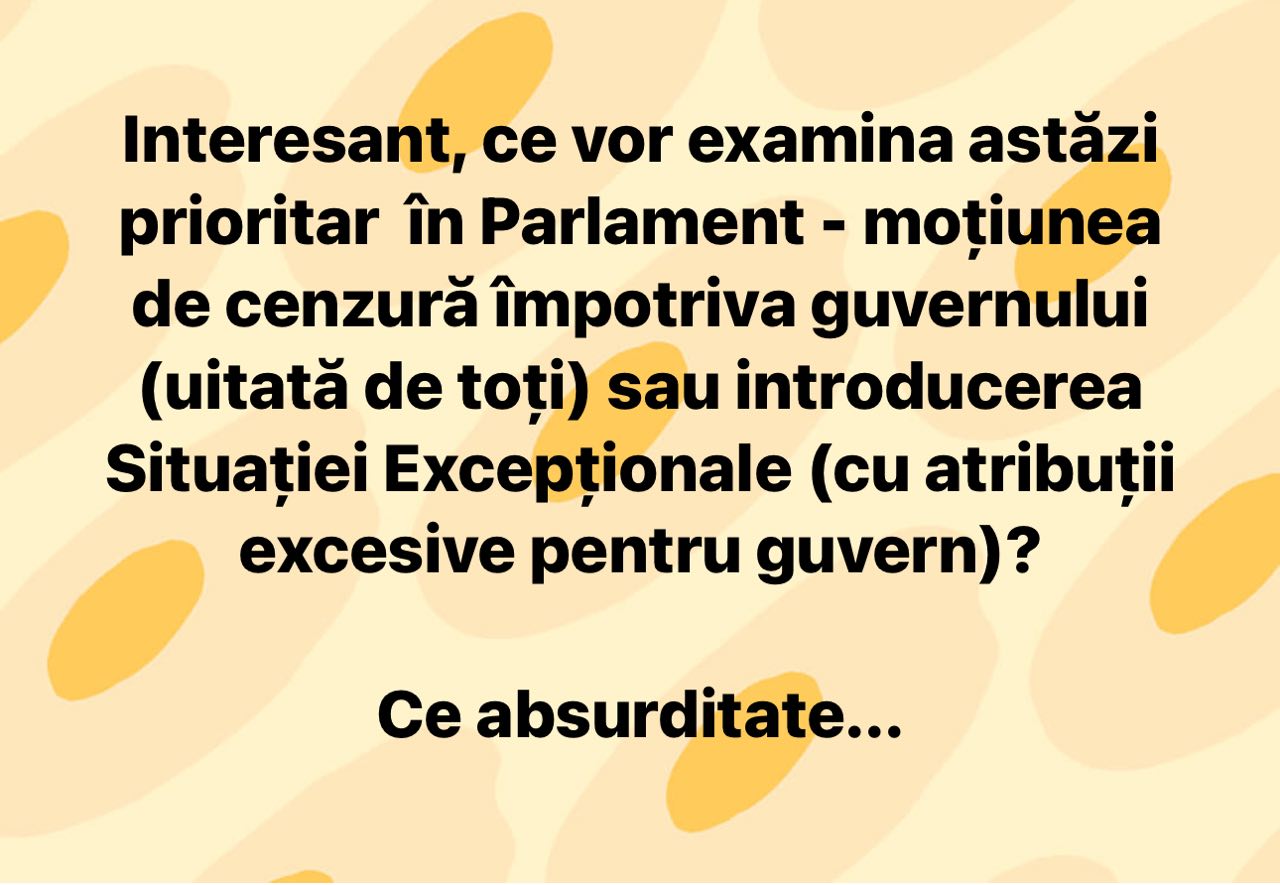 "Интересно, что парламент рассмотрит в приоритетном порядке: вотум недоверия правительству Речана или введение режима ЧП, наделяющего правительство чрезмерными полномочиями? Какой абсурд", — негодует экс-премьер Ион Кику.   Ранее фракция БКС объявила о выдвижении вотума недоверия правительству Речана. В соответствии с регламентом парламента вопрос об отставке премьера должен быть рассмотрен на сегодняшнем заседании. Сам Речан намерен запросить в парламенте введение режима ЧП.