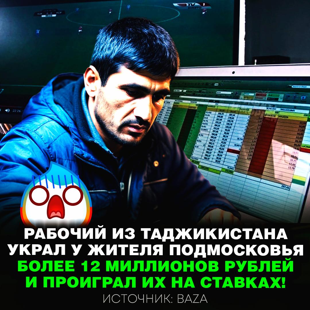 Рабочий из Таджикистана воровал у россиянина деньги небольшими суммами и проигрывал их на ставках — всего он украл 3 млн рублей и 120 тысяч долларов! Саиджон работал у Сергея на дачном участке и жил в его доме, потихоньку вытаскивая деньги из карманов, сумок и тайников. В итоге он спалился. На допросе «работник месяца» признался, что большую часть денег проиграл на ставках. , если садовник-лудоман = горе в семье Рифмы и Морген