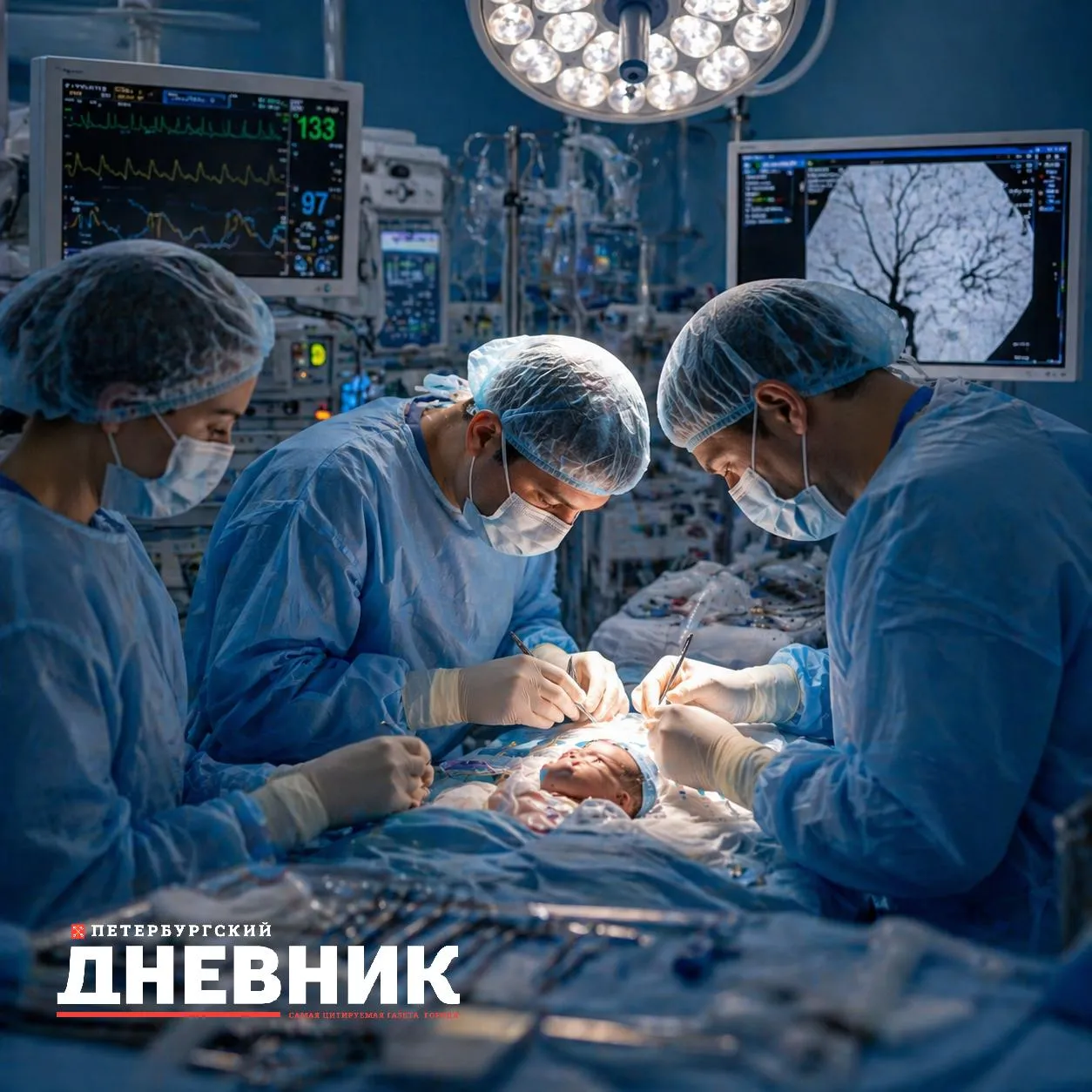 Редкая патология и срочная помощь В клинике Санкт Петербургского государственного педиатрического медицинского университета спасают новорождённого из Нижнего Новгорода Решение о срочной эвакуации принял главный неонатолог Минздрава России ректор вуза Дмитрий Иванов У малыша тяжёлая патология сосудов мозга артериовенозная мальформация вены Галена Без лечения прогноз крайне неблагоприятный помочь может только сложная эндоваскулярная операция Мальчику три дня Его доставили ночью в Петербург а сегодня уже прооперировали Фото DALL E Подписаться на Петербургский дневник в МАКС