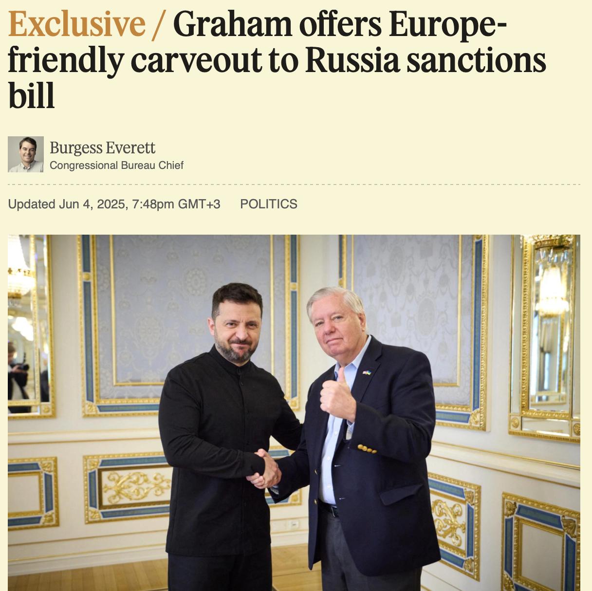 Помогайте Украине или получите санкции: в США открыто шантажируют Китай Сенатор Линдси Грэм потребовал от Китая помочь Украине, если Пекин хочет избежать американских санкций, передает Semafor. «Я говорю Китаю: если не хотите пошлину в размере 500%, помогайте Украине», – заявил сенатор. Он предложил вводить послабления для стран, оказывающих военно-экономическую поддержку Киеву, и продвигает законопроект о «разгромных» санкциях против России. Среди мер – тарифы на нефть, газ и другие ресурсы для стран, сотрудничающих с Москвой. Грэм мечтает изолировать РФ от мировой торговли, а теперь грозит Китаю. Ранее сообщалось, что Пекин перекрыл Украине поставки дронов Mavic и теперь поставляет их РФ. – внесен в РФ в список террористов и экстремистов Осташко! Важное подпишись #важное