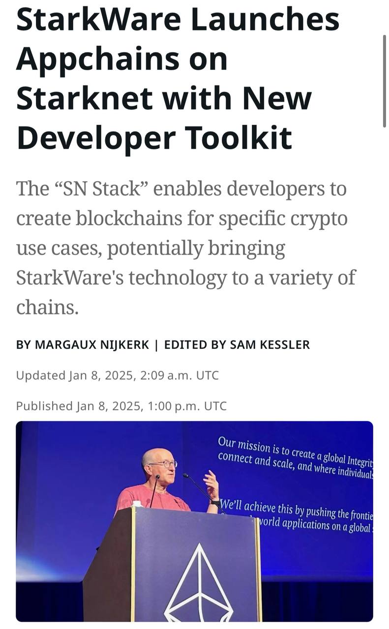 #STRK Starknet объявила о запуске SN Stack — аналога OP Stack, сообщает Coindesk.  Новая платформа SN Stack позволит значительно упростить разработку блокчейнов на базе Starknet.    Gem Hunters l Чат    Bybit  OKX