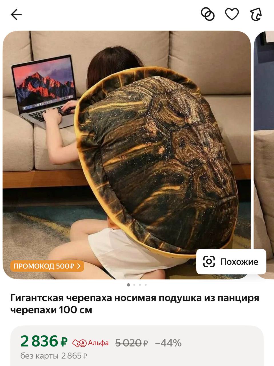 Гигантский черепаший панцирь-подушку нашли на маркетплейсах. В нем можно спрятаться от рутины и выгорания всего за 3 тысячи рублей. Доступное жилье, фото в цвете.