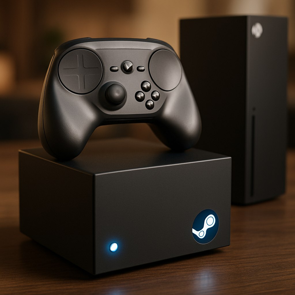 Valve представила свою новую консоль Steam Machine которая обещает стать настоящим конкурентом для PlayStation и Xbox Эта ПК ориентированная консоль объединяет лучшее от Steam Deck и мощность необходимую для запуска современных игр Steam Machine позволяет запускать Windows игры в уютной обстановке вашего дома став угрозой для Microsoft в их стремлении создать идеальное сочетание Windows и Xbox Размером с миниатюрный кубик Steam Machine выглядит как укороченная версия Xbox Series X и работает на Linux основанной SteamOS PRO AI OFFICIAL