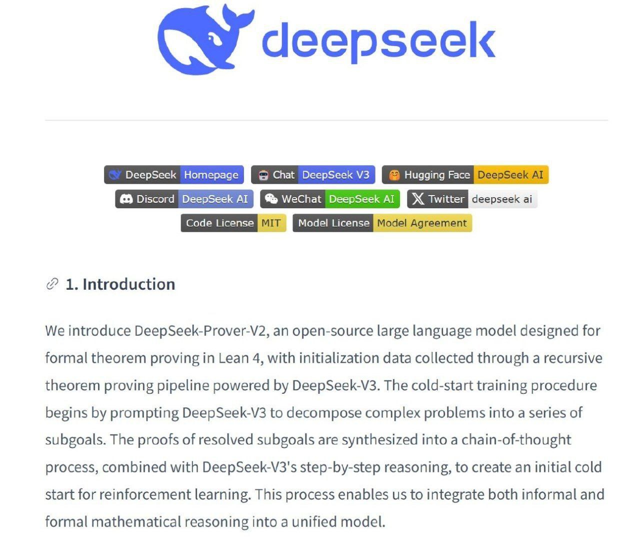 Китайский стартап DeepSeek выпустил нейросеть Prover-V2, созданную для доказательства математических теорем. Модель построена на базе DeepSeek V3 и содержит 671 млрд параметров в прошлой Prover-V1.5 было всего 7 млрд — на ее основе сделали мини-Prover-V2 . Пообщаться с новой моделью бесплатно можно на OpenRouter. Но ожидать интересных диалогов на общие темы не стоит. Prover — узкоспециализированные нейросети для формализации и доказательства теорем с помощью специальных языков программирования. Можно продолжать ждать R2 .