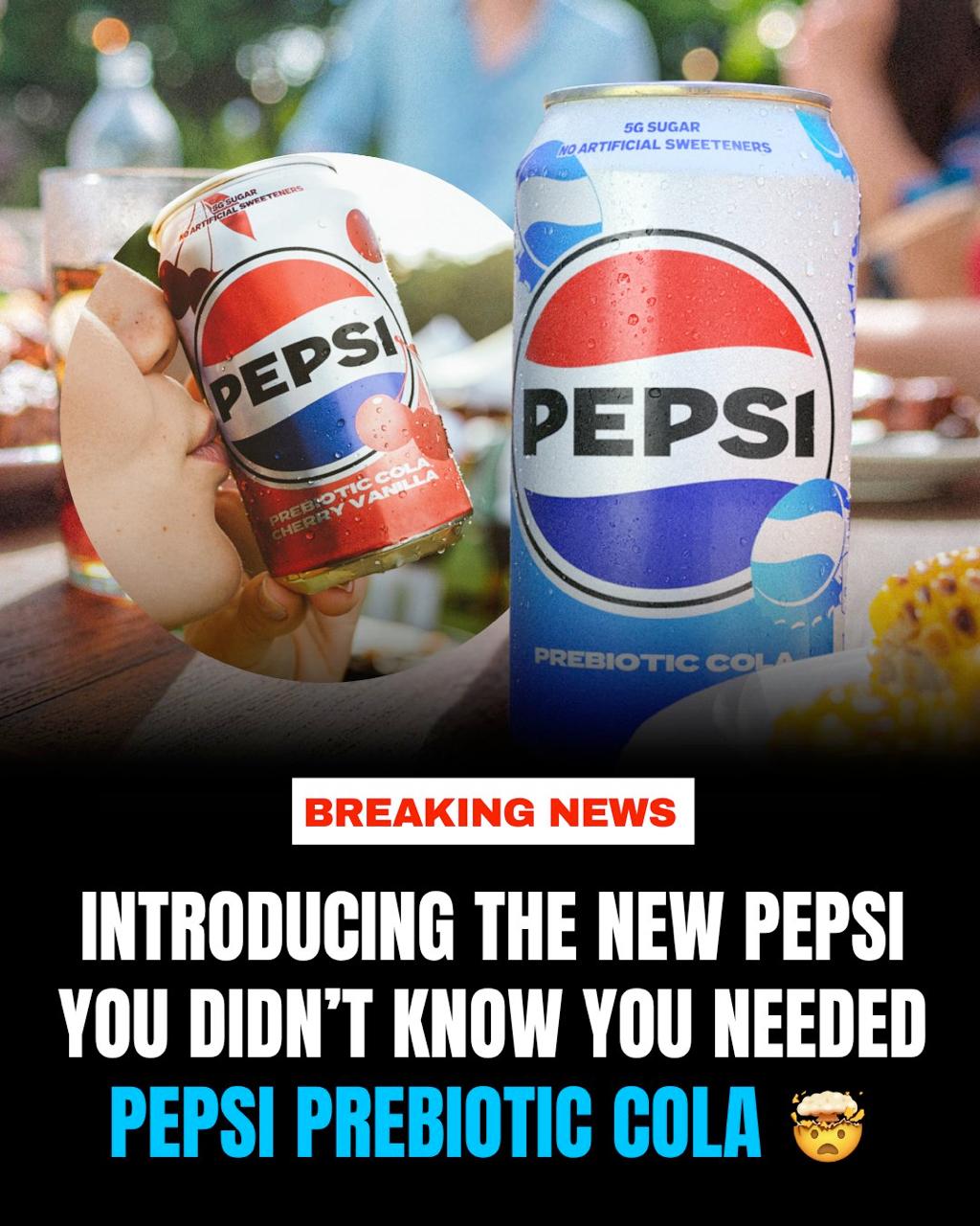 Pepsi выпустили ПОЛЕЗНУЮ колу — новая газировка бустит ваше самочувствие. В новенькой Prebiotic Cola всего 30 калорий, 5 г сахара, нет искусственных подсластителей, а главная фишка — пребиотическая клетчатка в составе. Она полезна для кишечника и пищеварения. Таким дропом компания хочет наверстать позиции перед Coca-Cola, от которой сильно отстала за последние годы. Рецептуру напитка сменили впервые за 20 лет. Параллельный импорт, настало твоё время.