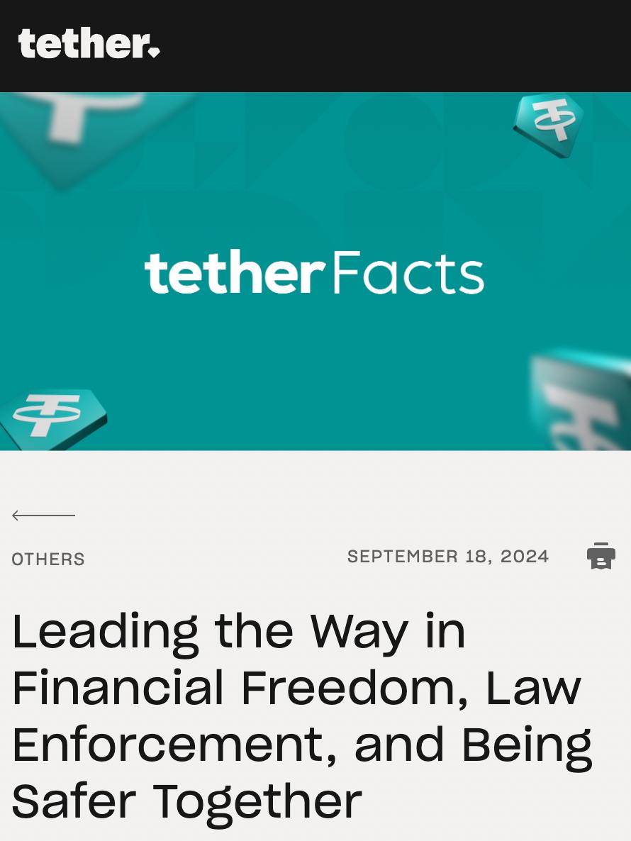 Резервы Tether составляют $118.4 млрд, что превышает обязательства на $5.3 млрд — Аудит Tether за Q2 2024  С $97.6 млрд в казначейских облигациях США Tether является 18-м крупнейшим держателем в мире, опережая такие страны, как Германия, ОАЭ и Австралия.  Сам Tether заявила, что активно сотрудничает со спецслужбами разных стран и помогает блокировать кошельки, но иногда делает это самостоятельно — например, при кражах.  С момента своего создания Tether сотрудничала с 180 агентствами в 45 юрисдикциях, заморозив около 1850 кошельков, задействованных в незаконной деятельности, и вернув активы на сумму более $113,8 млн, говорится в отчете компании.  Так Tether ответила на постоянную критику за недостаточную прозрачность и помощь в обходе антироссийских санкций.