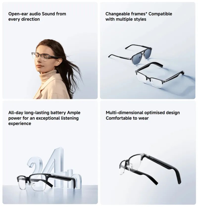 Xiaomi выпустила на глобальный рынок очки-наушники Smart Audio Glasses Вместо вкладышей в устройстве используются ультразвуковые динамики. В режиме ожидания очки держат заряд до 11 дней, при прослушивании аудио — до 10 часов. Для управления воспроизведением треков используется сенсорная панель на одной из дужек оправы. Защита IP54 от брызг воды, падающих под любым углом . Стоимость Xiaomi Smart Audio Glasses составляет $87 7000 рублей . Мой Компьютер
