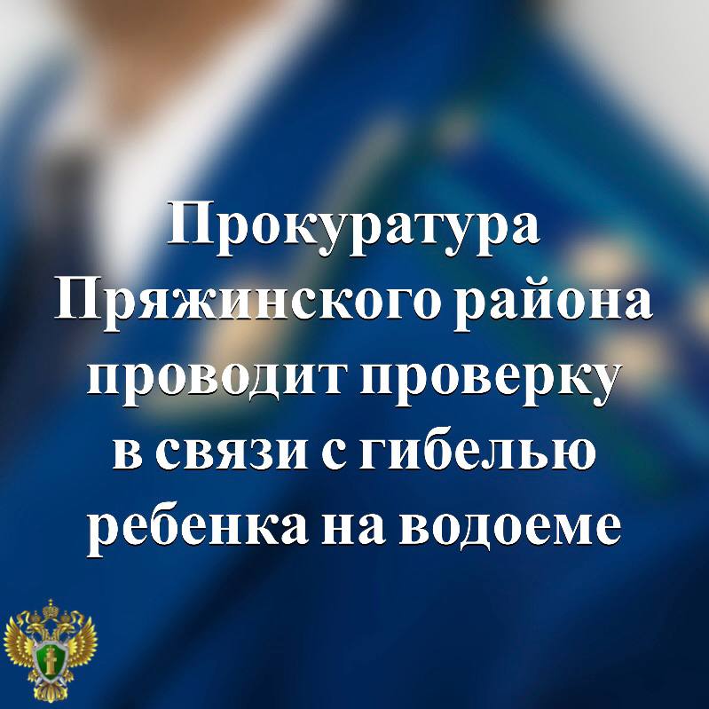 Прокуратура Пряжинского района проводит проверку в связи с гибелью ребенка на водоеме Согласно предварительным данным, 27 июня текущего года в вечернее время в акватории реки Чална Пряжинского района утонула малолетняя девочка. Надзорное ведомство проверит соблюдение законодательства в сфере обеспечения безопасности граждан на водных объектах общего пользования, а также в сфере профилактики безнадзорности и правонарушений несовершеннолетних. По итогам проверки будет решен вопрос о принятии мер прокурорского реагирования. Также на контроле прокуратуры находится расследование уголовного дела, возбужденного следственным органом по ч. 1 ст. 109 УК РФ причинение смерти по неосторожности . Прокуратура Карелии
