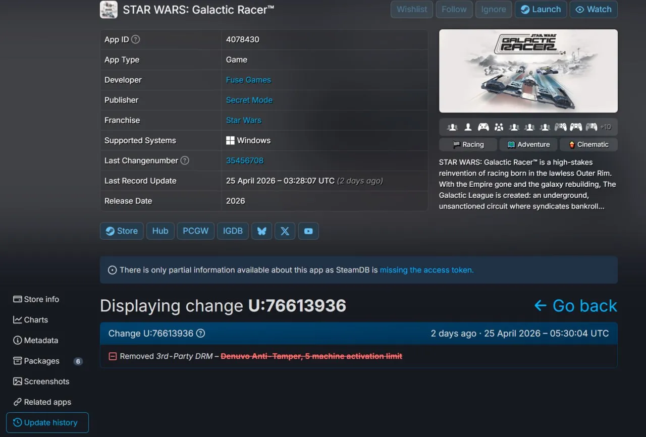 Из за массовых взломов издатели начали отказываться от Denuvo Secret Mode внезапно удалило упоминание Denuvo из описания грядущей аркадной гонки Star Wars Galactic Racer до ее релиза Японское издательство Bandai Namco вырезало Denuvo из тактической ролевой игры Super Robot Wars Y и авиасимулятора Ace Combat 8 Wings of Theve Метод обхода Denuvo через гипервизор нанес весьма серьезный удар по репутации компании Irdeto Мой Компьютер