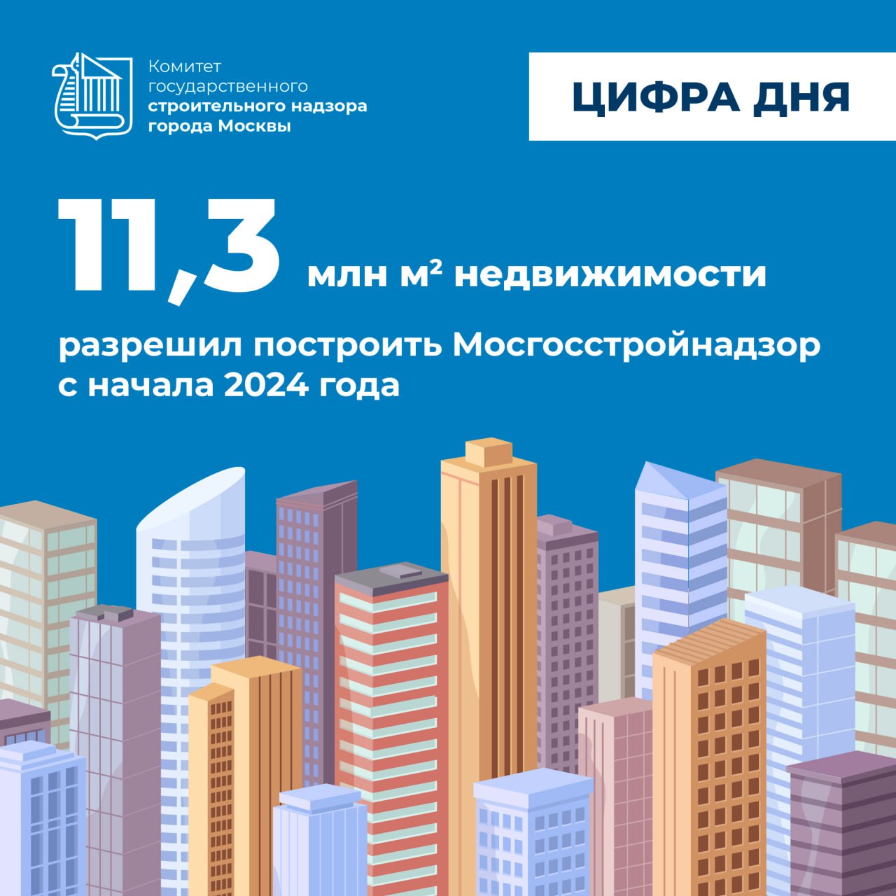 Более 11 миллионов кв. метров недвижимости разрешили построить с начала 2024 года в Москве  «Темпы и объемы строительства в столице остаются на высоком уровне. С начала этого года Мосгосстройнадзор оформил 433 разрешения на строительство. Причем около 85% проектов инициированы за счет инвестиционных средств», – рассказал глава Мосгосстройнадзора Антон Слободчиков.    Наибольшее количество оформленных документов позволяет начать строительство жилья – это 126 многоквартирных домов суммарной площадью более 8,2 млн м².    Также с начала этого года начались работы на 86 объектах образования, здравоохранения, культуры и спорта общей площадью 770 тысяч м².    Кроме этого, в столице строятся объекты дорожно-транспортной инфраструктуры, торговые центры, офисы и производственные предприятия.