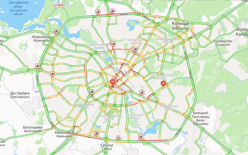 В Минске девятибалльные пробки  В преддверии завершения пятничного рабочего дня  и конечно, 8 марта  в столице образовалось довольно много пробок.   Хуже всего, понятное дело, в центре города. Кое-где заторы есть и на МКАД. В частности, в районе Сеницы и Чижовки. Всем терпения.