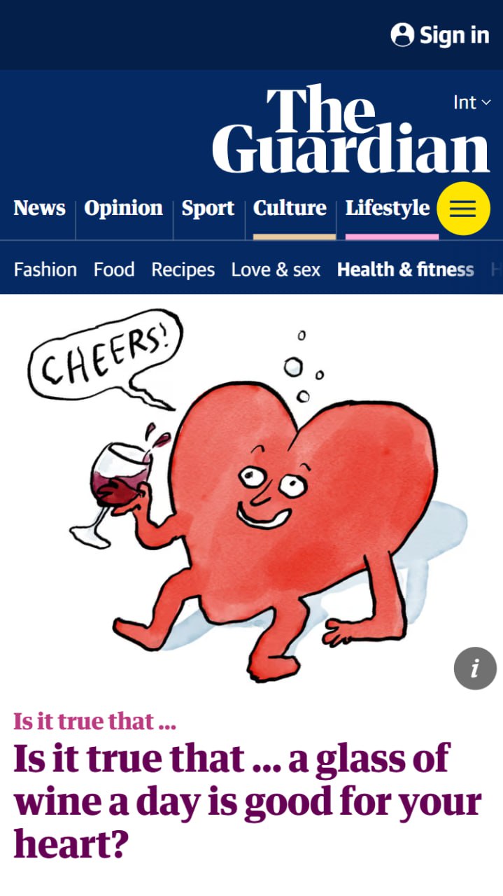 Один бокал вина в день УКРЕПЛЯЕТ сердце доказали учёные Винчик снижает уровень плохого холестерина снижает риск сердечно сосудистых заболеваний проблем с почками и инсульта Дело в том что вино содержит соединения с сосудорасширяющим и противовоспалительным действием Особенно круто работает красное вино в нём есть антиоксиданты которые дают дополнительную поддержку сердца Правда злоупотреблять вином тоже нельзя врачи советуют пить не более 20 бокалов в месяц После работы бежим в КБ