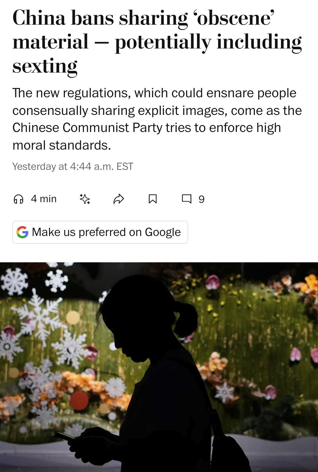 В Китае с 1 января запретят весь порноконтент даже в личных чатах За дикпики и пошлости в переписках до 15 суток ареста и штраф 55 тыс рублей Новый закон распространяется даже на переписки по обоюдному согласию Прямой эфир Наш MAX