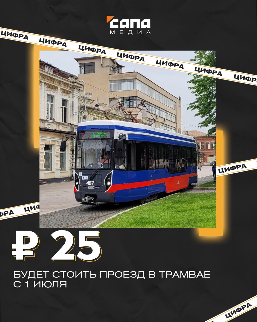 Во Владикавказе вырастет стоимость проезда в трамвае до 25 рублей Такой тариф будет действовать с 1 июля, сообщило МУП «ВладТрамвай». Новую цену нужно будет платить не только за собственный проезд, но и за провоз багажа. Пока стоимость поездки в трамваях Владикавказа составляет 13 рублей, то есть проезд подорожает почти вдвое. О повышении цен сообщали еще в декабре 2024 года. Тогда нововведения планировали ввести с начала года, однако в итоге не сделали этого в названные сроки.