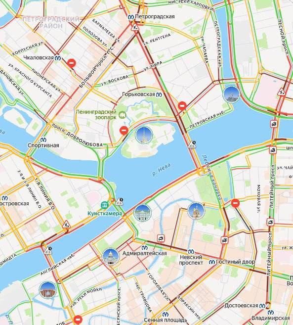Петропавловская крепость закрыта для посещения по неизвестной причине Также на Петроградской стороне и на Невском проспекте фиксируют сильные пробки Набережная перекрыта kdpiter