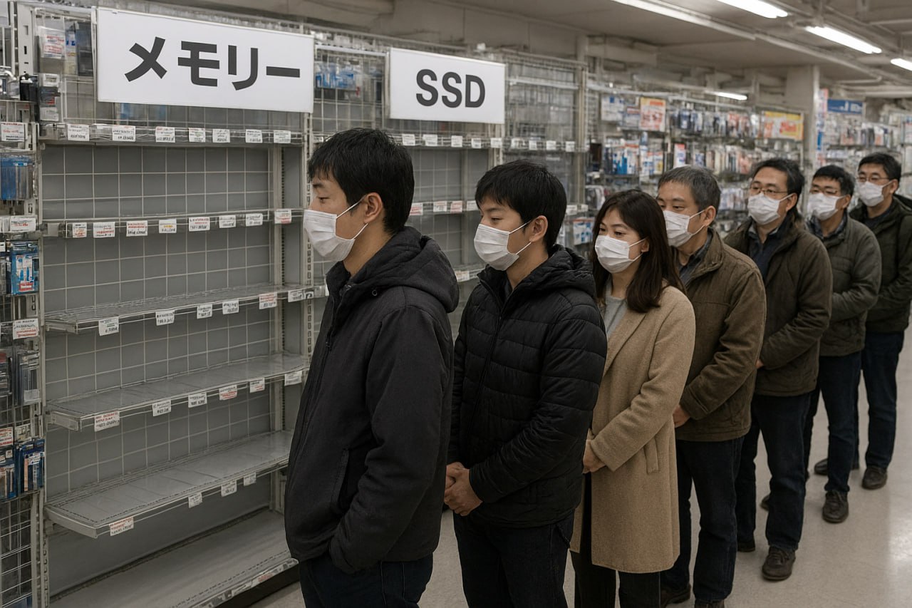 В Японии дефицит SSD HDD и RAM Японские продавцы компьютерного железа вынуждены ограничивать продажи в условиях растущего дефицита вызванного перенаправлением производственных мощностей под нужды ИИ Многие магазины отдают не более двух накопителей или модулей в одни руки Причём дефицит даже на старую DDR4 поскольку предложение этих чипов начало сокращаться из за перехода производителей на модули DDR5 Мой Компьютер