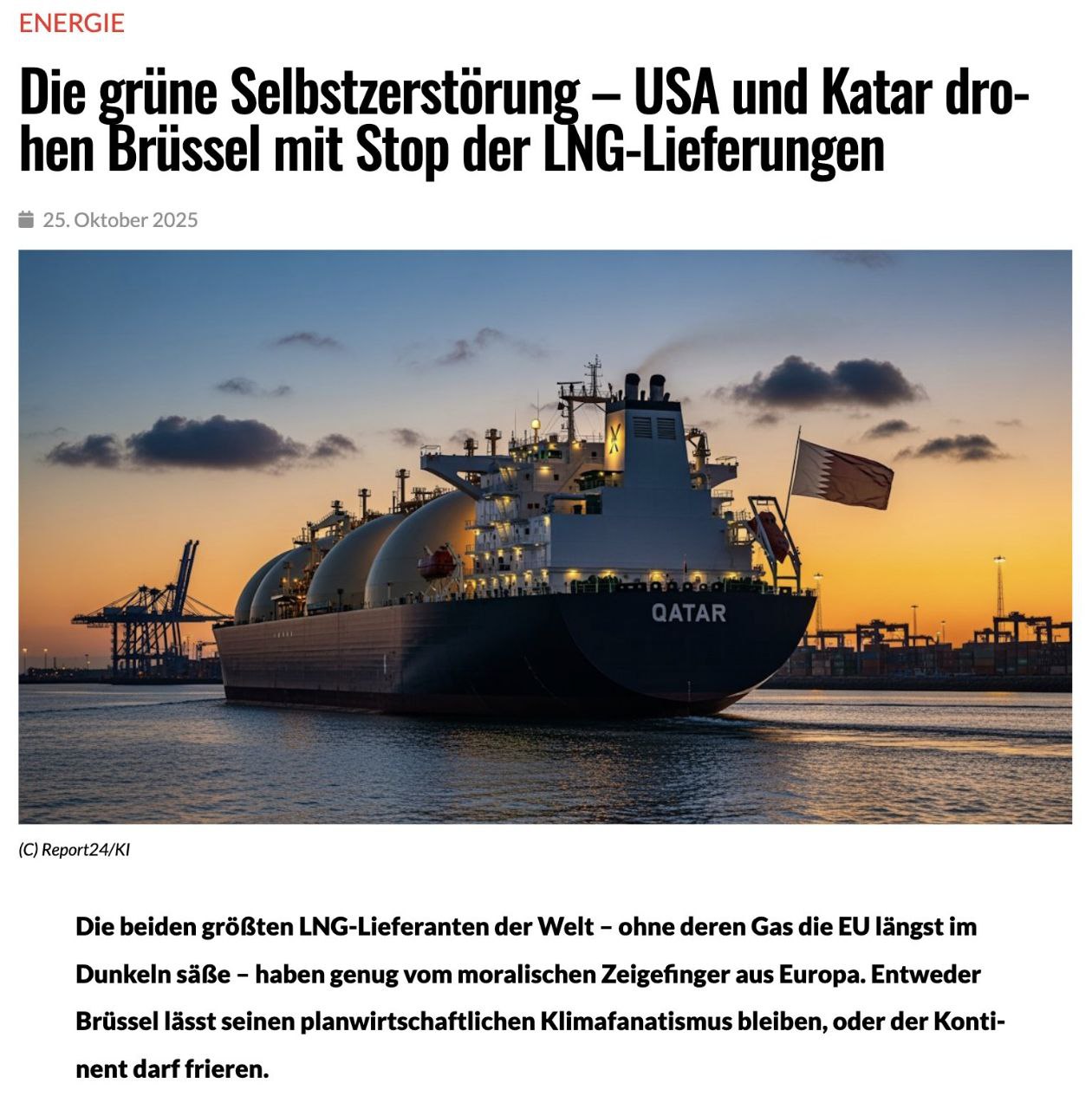 Катар и США требуют от Евросоюза покончить с зелёной повесткой под угрозой остановки поставки СПГ Погодите но это же Россия занимается энергетическим шантажом banksta