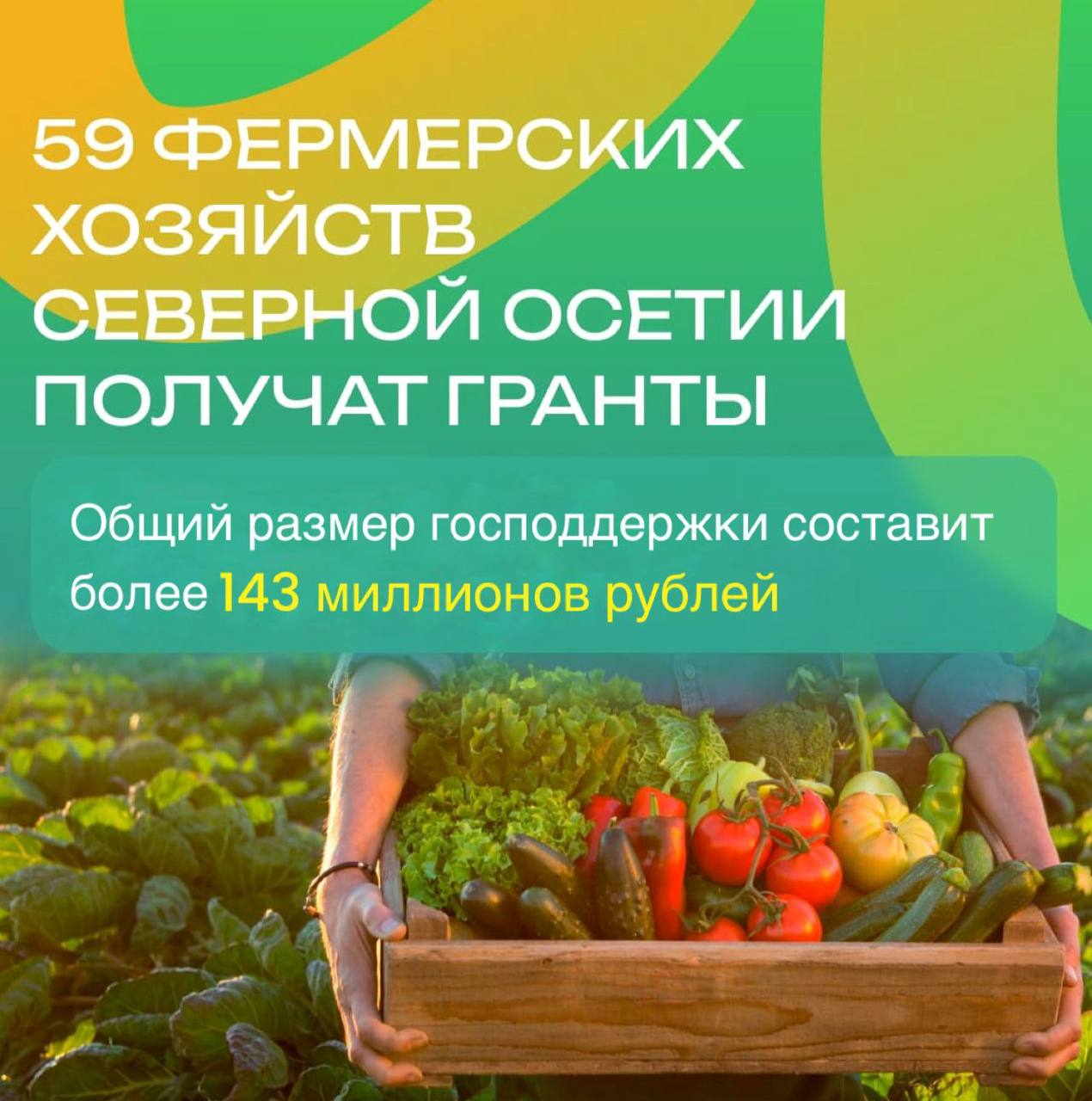 59 фермерских хозяйств Северной Осетии получат гранты Агростартап до конца 2025 года общий размер господдержки составит более 143 миллионов рублей Благодаря государственной поддержке фермеры могут получить до восьми миллионов рублей Средства можно направить на покупку саженцев техники строительство помещений для производства и на другие цели В этом году в конкурсном отборе участвовали 120 человек среди них как опытные аграрии так и молодёжь которая только пробует себя в сфере сельского хозяйства Стараемся активно помогать нашим фермерам с помощью различных грантов субсидий и других мер поддержки в том числе по нацпроекту Технологическое обеспечение продовольственной безопасности Подписывайтесь на мой канал в МАХ