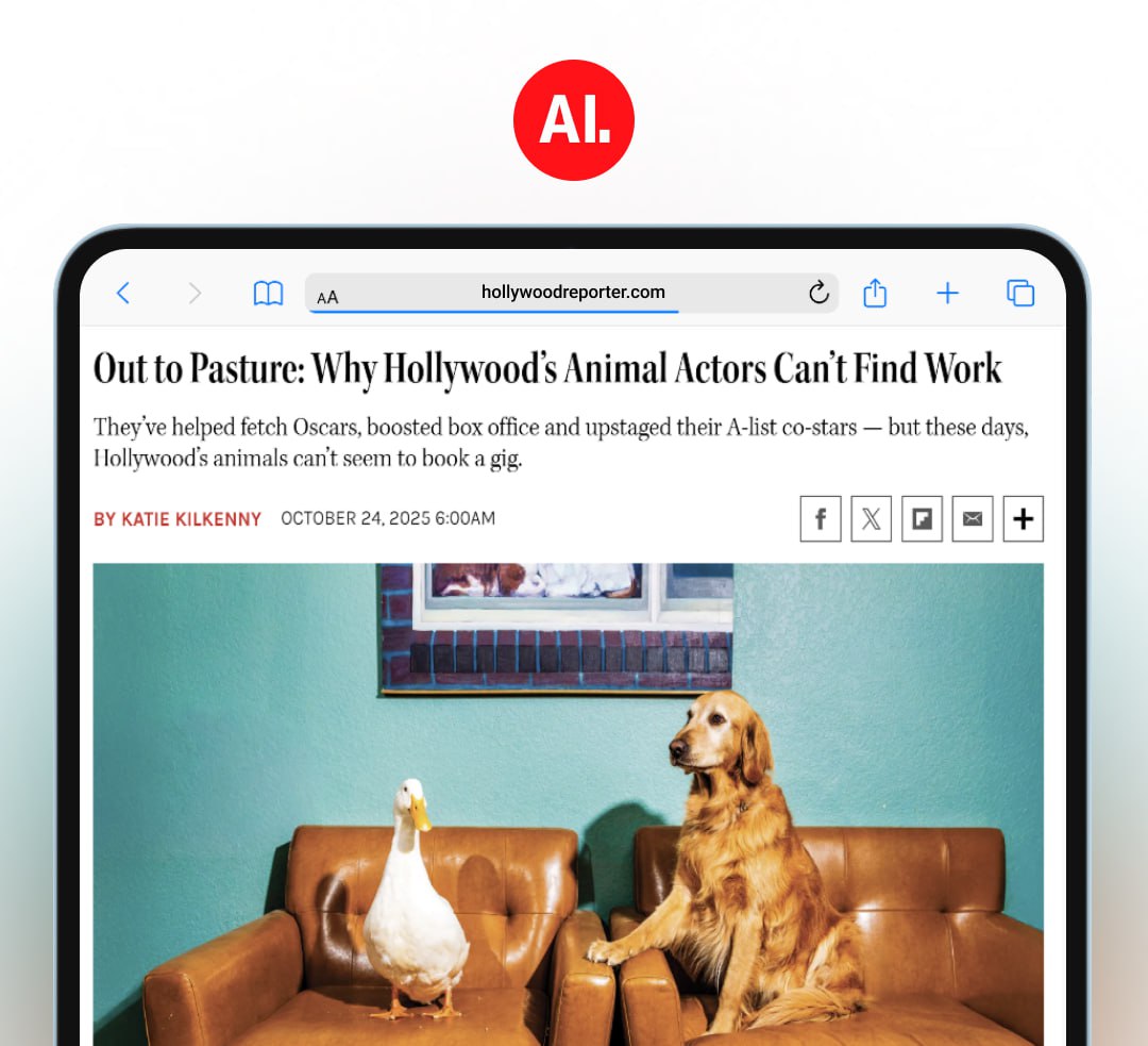 ИИ отбирает работу у актеров животных Студии все чаще пользуются ИИ для создания образов собак кошек и других животных на экране вместо привлечения живых профессионалов Цифровизация стала дополнительным ударом после пандемии и забастовок По оценкам экспертов сейчас в Голливуде рабочих мест для актеров животных на 60 меньше чем до ковида Но вместе с ними от падения спроса страдают дрессировщики кинологи и другие специалисты люди