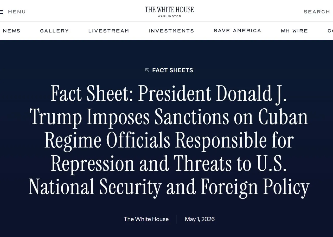 Трамп ввёл новые санкции против властей Кубы Белый дом Ограничения распространяются на чиновников организации и финансовые структуры связанные с кубинскими властями включая тех кого в США считают причастными к коррупции и нарушениям прав человека Указ также позволяет вводить санкции против всех кто сотрудничает с уже находящимися под ограничениями лицами и структурами Sputnik Молдова Telegram Сайт VK OK Rutube Дзен MAX