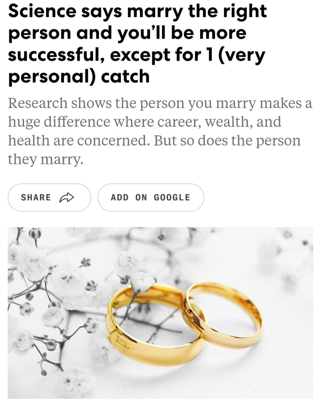 Женатые на 75 УСПЕШНЕЕ холостяков показало исследование Как оказалось партнёр влияет не только на личную жизнь но и на карьеру доход и здоровье Люди в стабильных отношениях работают эффективнее и чаще получают повышения а вторая половинка помогает держать фокус и расти Девочки вы знаете кому это скинуть techmedia