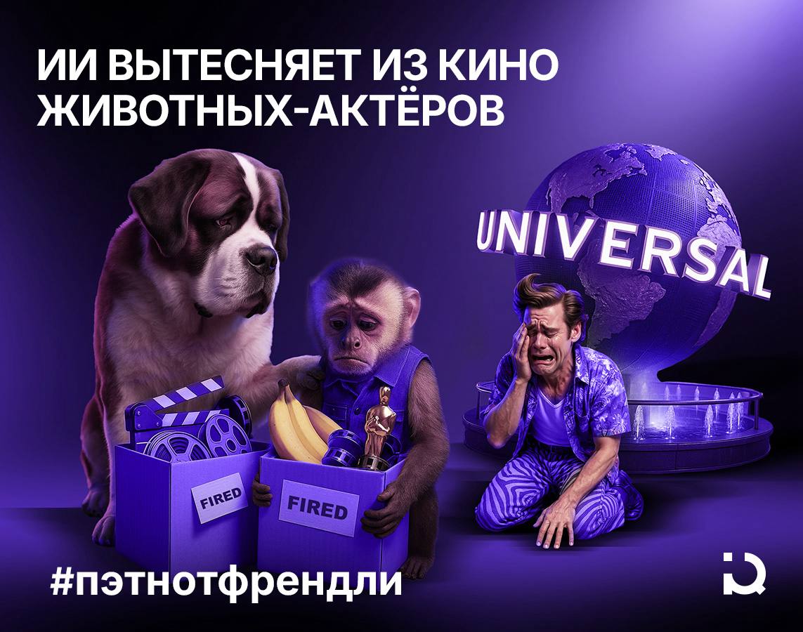 В ролях Шарик ИИ Цифровые двойники всё чаще заменяют в кино актёров животных Продюсеры используют искусственный интеллект чтобы создавать реалистичные сцены с участием зверей это снижает затраты и упрощает съёмочный процесс Тенденция уже отразилась на индустрии дрессировщики и координаторы по работе с животными фиксируют спад заказов Ранее отрасль пострадала во время пандемии но теперь по мнению специалистов именно виртуальные копии могут окончательно вытеснить пушистых актёров Не все считают такую тенденцию проблемой Организация Люди за этичное обращение с животными PETA давно выступает за отказ от участия зверей в кино и телевидении называя эту практику жестокостью ради развлечения