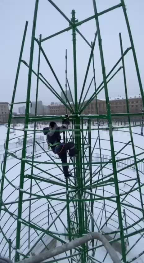 Петрозаводск готовится к Новому году: установка 16 елей и монтаж световых консолей