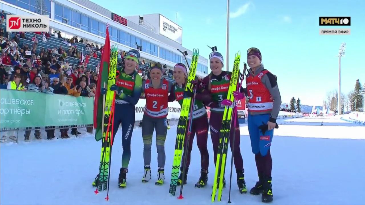 Это было круто Результаты женского командного спринта на пятом этапе Альфа Банк Кубка Содружества Кристина Резцова Наталия Шевченко Анна Сола Динара Смольская Тамара Дербушева Виктория Сливко поздравляем биатлонисток