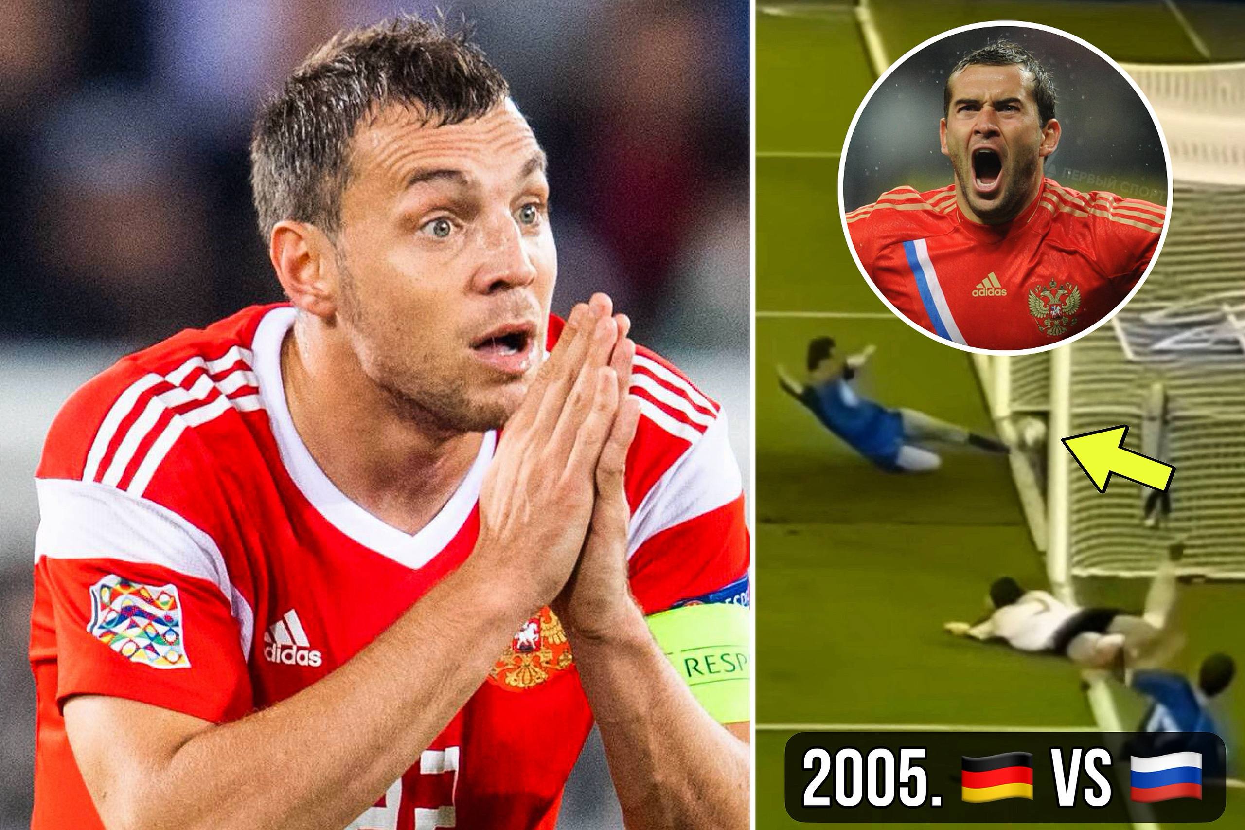 Кержаков может догнать Дзюбу в списке лучших бомбардиров сборной России благодаря голу 20 летней давности комментатор Роман Нагучев случайно обнаружил что в 2005 году на Аршавина ошибочно записали гол в ворота Германии последним мяча коснулся именно Кержаков Если в ФИФА поступит официальное обращение то этот гол перепишут на Кержакова тогда Александр 30 сравняется с Дзюбой 31 и вновь станет лучшим бомбардиром в истории сборной России не играя в футбол с 2016 года Ранее Карпин специально вызывал 37 летнего Дзюбу на матч с Гренадой чтобы Артём побил рекорд Кержакова