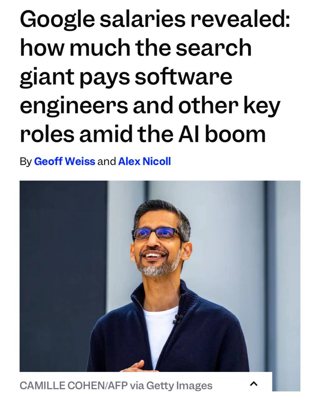Сотрудники Google получают ! 28 миллионов рублей в год. Business Insider раскопал, что компания платит софт-инженерам до $340 тысяч, ресёрчерам — до 303 тысяч, и даже UX-дизайнеру накидывают до 230 тысяч в год. А это только базовая зарплата без акций и бонусов. Пока с Meta это, конечно, не сравнится — там топы уже давно зарабатывают по $500 тысяч. Но тем не менее… Рынок окончательно раскололся: наверху — топовые специалисты, которых переманивают за миллионы. Внизу же — волна увольнений, замороженные офферы и джуны, которым платят копейки, потому что всё, чему их учили, уже умеет ИИ Точка роста