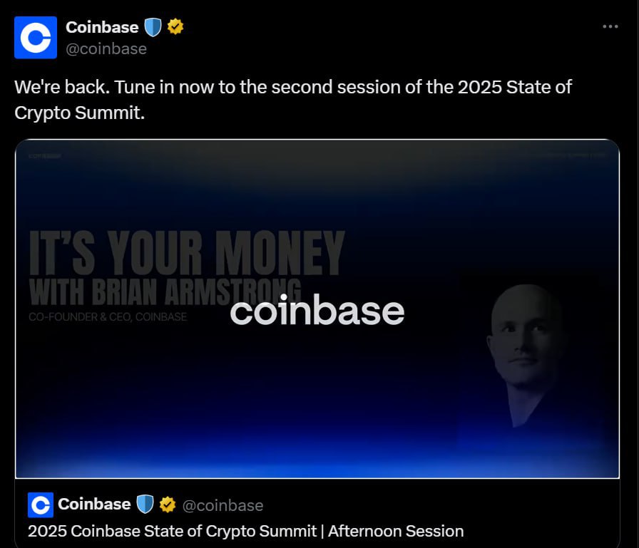 Coinbase запускает карту «Coinbase One Card», позволяющую пользователям получать до 4% кешбека в BTC с каждой покупки. #Coinbase
