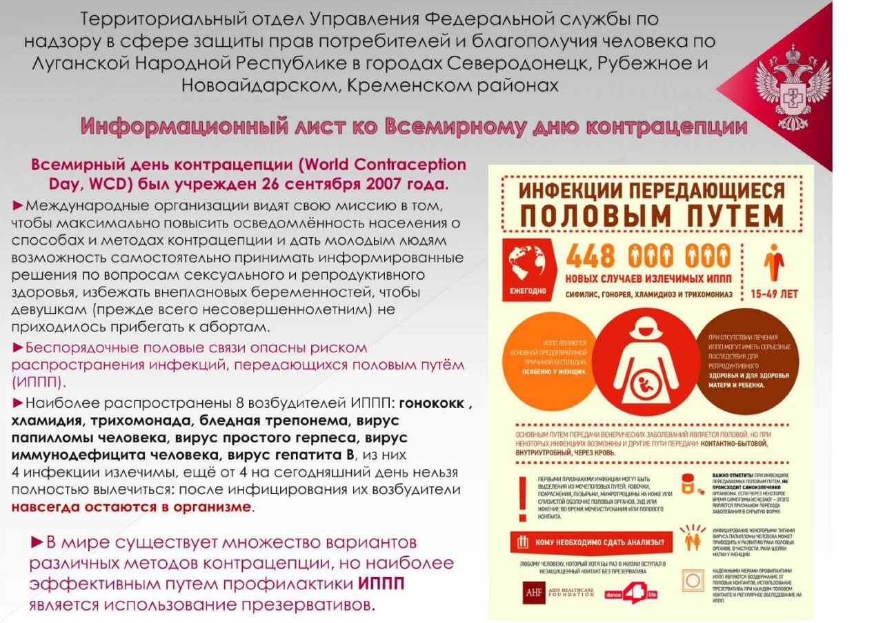 Роспотребнадзор напоминает о Всемирном дне контрацепции   Этот международный праздник отмечают ежегодно 26 сентября начиная с 2007 года Цель расширить знания людей репродуктивного возраста о методах контрацепции чтобы каждая беременность была запланированной а ребёнок желанным