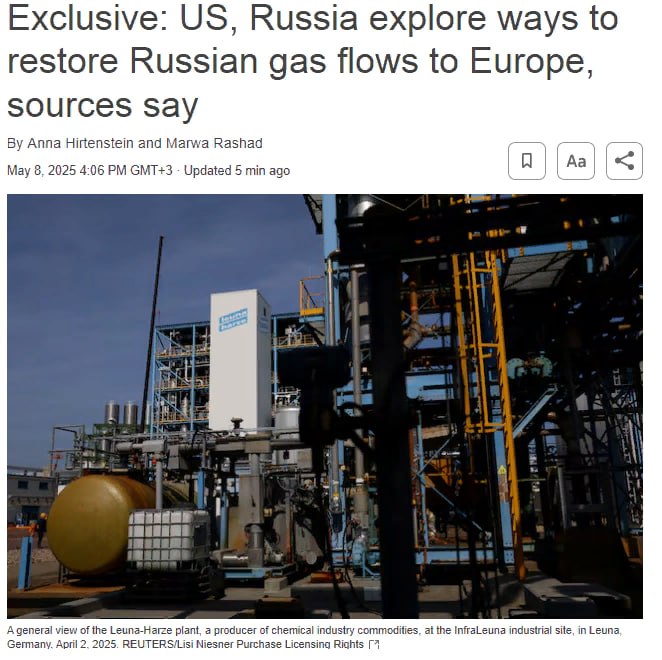 США и Россия изучают способы восстановления поставок российского газа в Европу — источники Reuters - Источники заявили, что восстановление роли Москвы на газовом рынке Евросоюза может помочь заключить мирное соглашение с Путиным - Хотя большая часть Европы ищет альтернативные источники поставок, некоторые покупатели остались, и представители отрасли говорят, что многие могут вернуться после заключения мирного соглашения - По словам двух из восьми источников, представитель США Стив Уиткофф и представитель Путина по инвестициям Кирилл Дмитриев провели переговоры о газе в рамках мирных переговоров по Украине Читать далее #GAZP