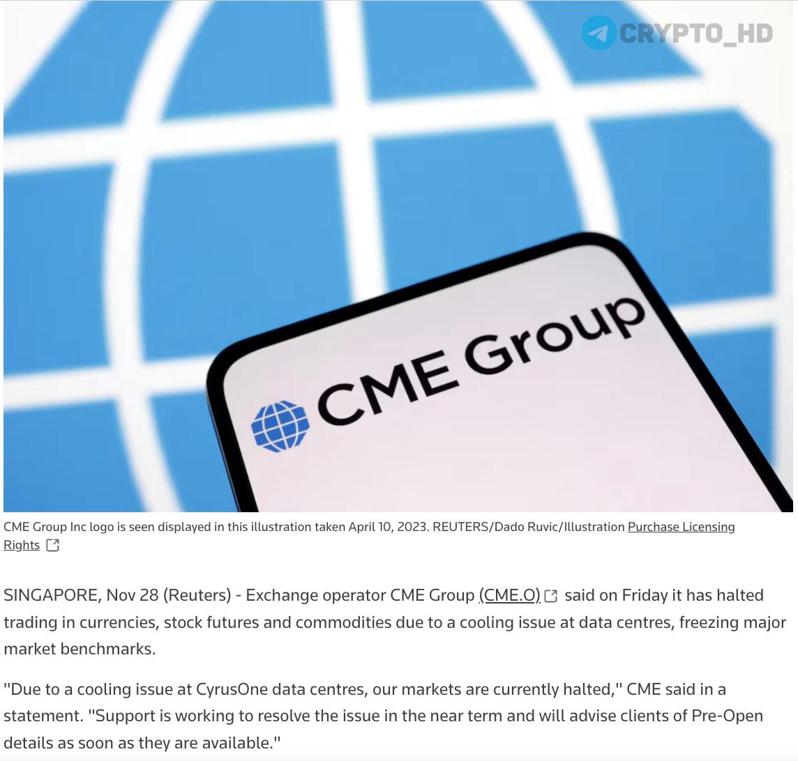 Проблемы с охлаждением в дата центре CME Group Торговля фьючерсами и опционами временно приостановлена из за сбоя охлаждения в центре обработки данных компании CyrusOne Индексы S P 500 и Nasdaq 100 временно перестали обновлять котировки investing investing